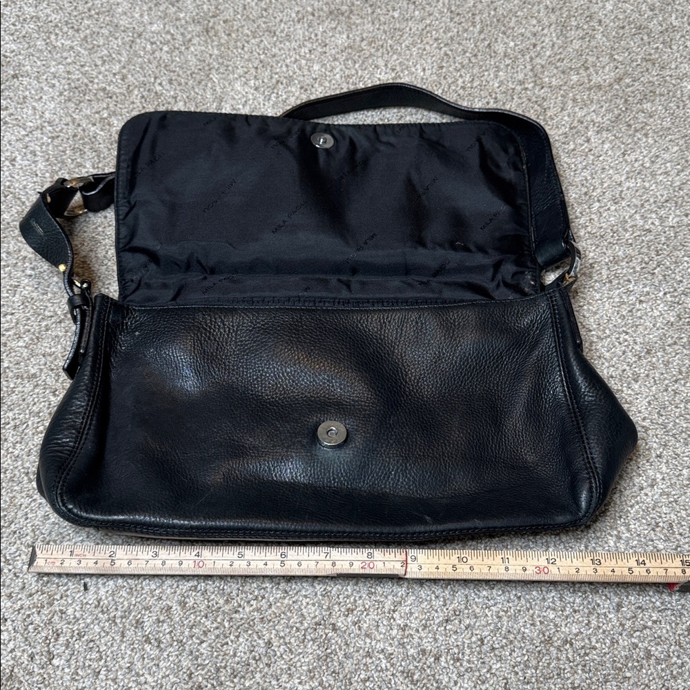 MILA PAOLI Classic Black Fine Leather Shoulder Bag Made In Italy - Picture 4 of 13